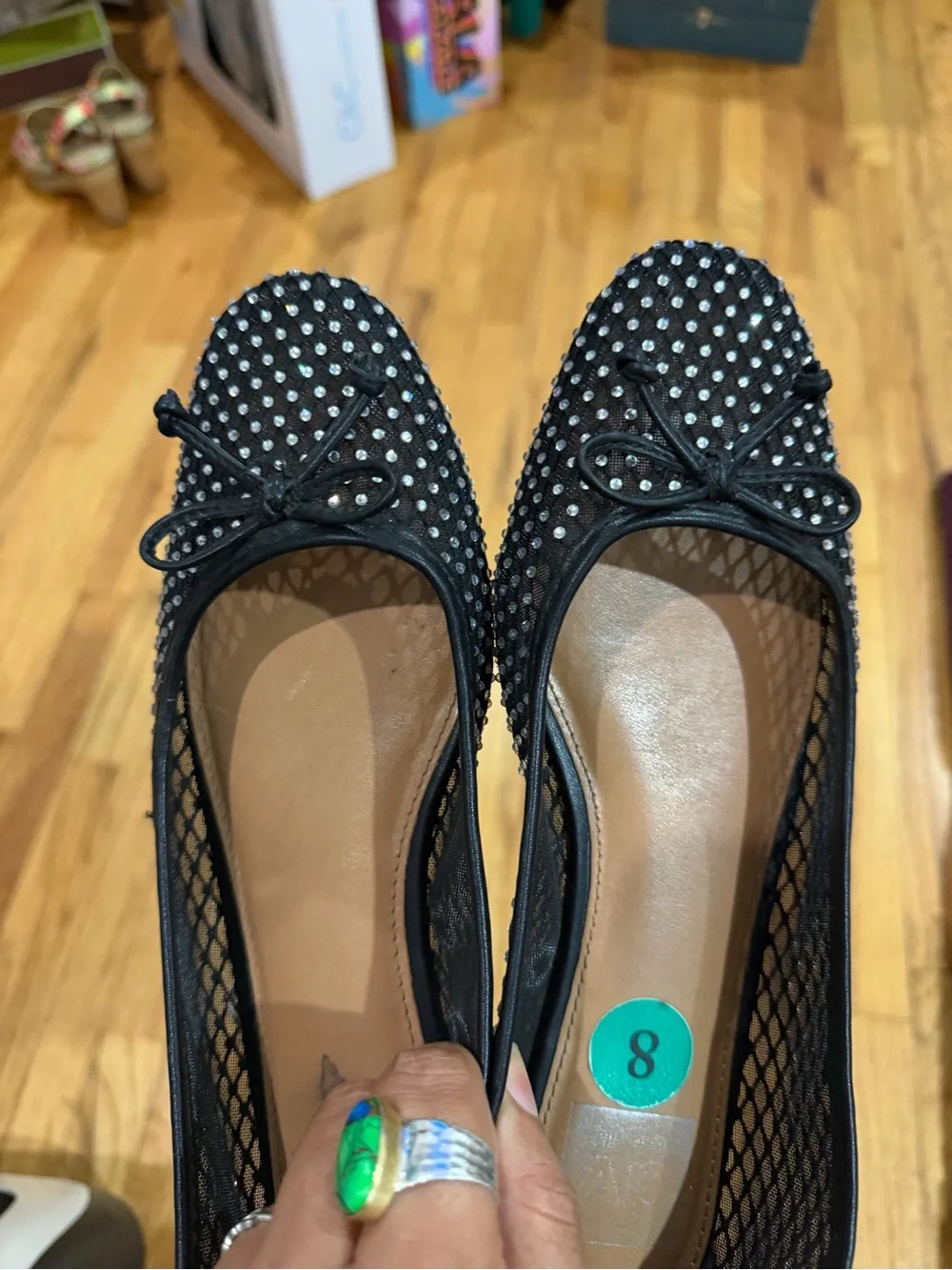 DV by Dolce Vita Black Studded Bow Flats